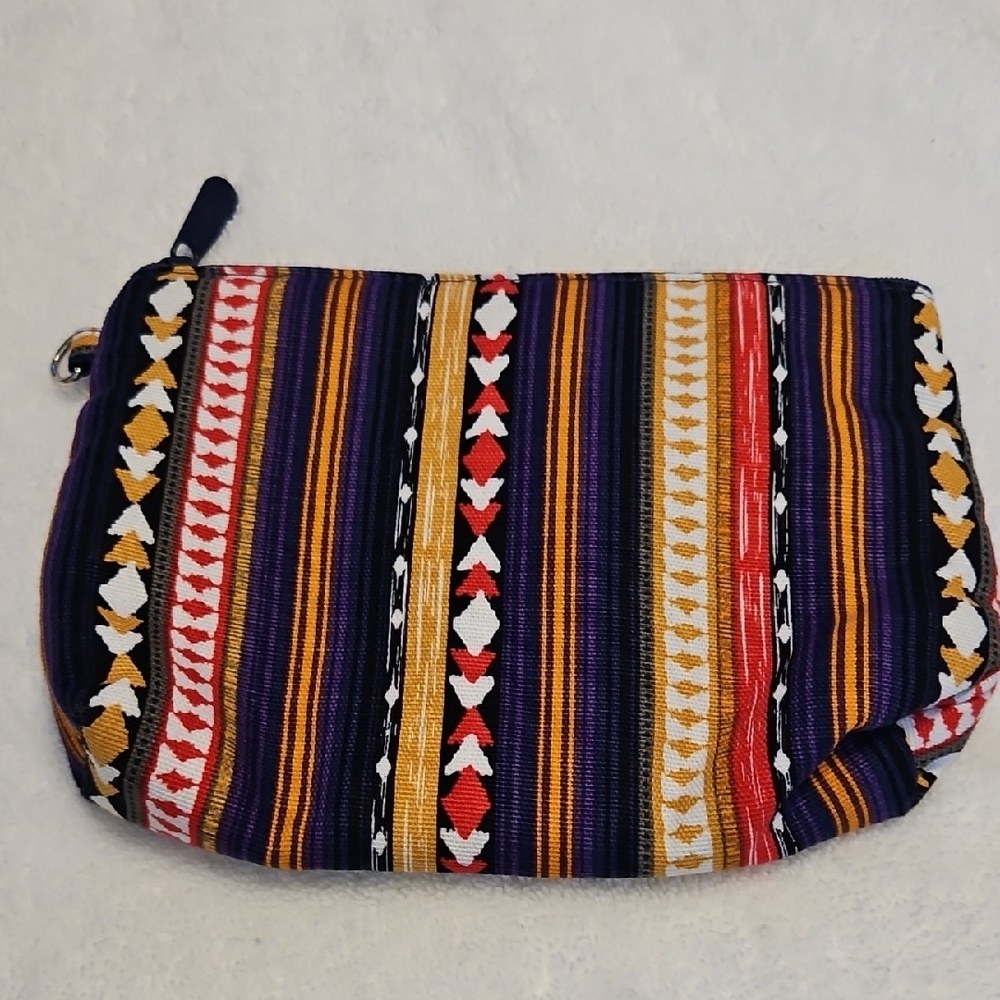 Purple and Red Geometric Cosmetic Bag with Zipper Closure - Picture 1 of 5